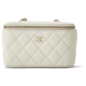 CHANEL Chain Bag Vanity Case CocoMark Caviar Skin White